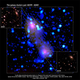 The two galactic clusters and the intervening radio ridge.
